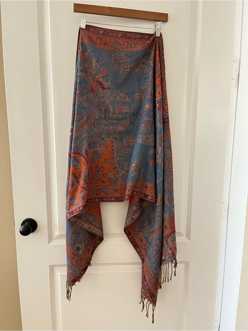 Paisley Wrap Scarf in Blue and Red